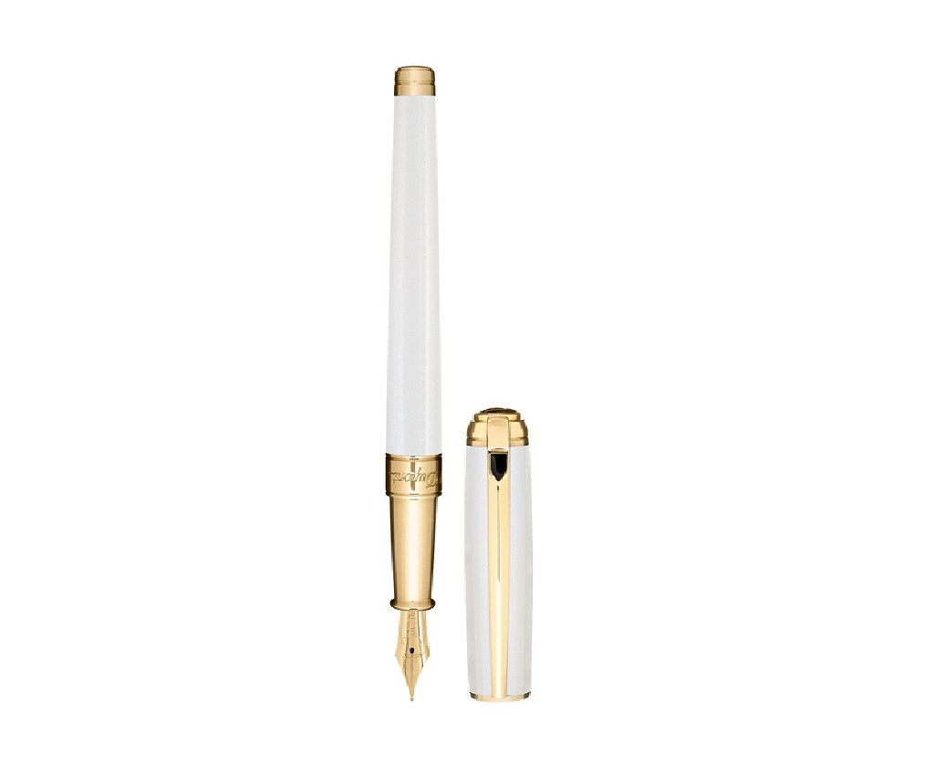 Line D Medium Pearly White &amp; Yellow Gold Fountain Pen